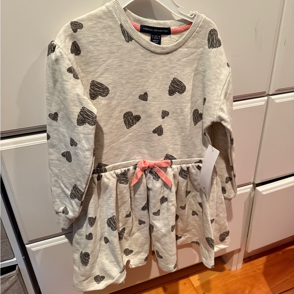 French Connection Kids Heart Sweater Dress - Cream and Black